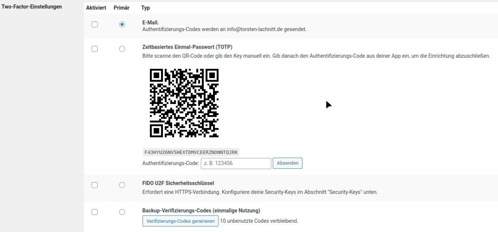 Zwei-Faktor-Authentifizierung - Barcode scannen